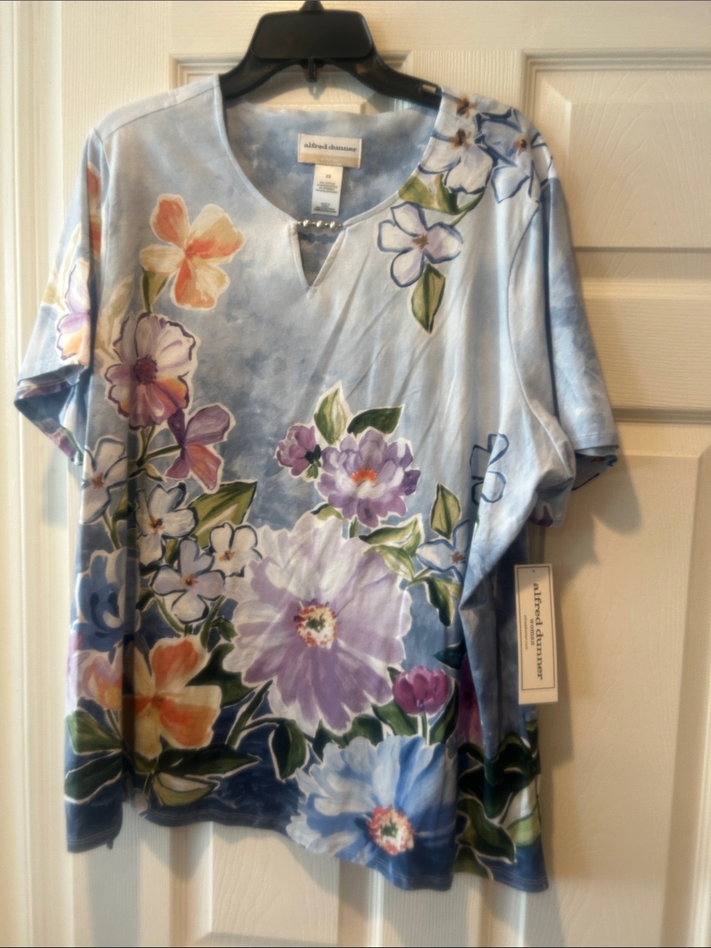 NWT Sz 2x Alfred Dunner blue flower t shirt